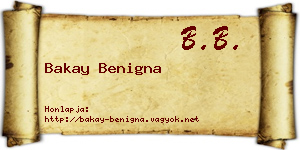 Bakay Benigna névjegykártya